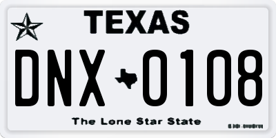 TX license plate DNX0108