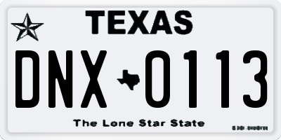 TX license plate DNX0113
