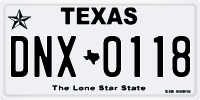 TX license plate DNX0118