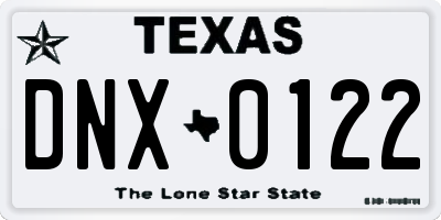 TX license plate DNX0122