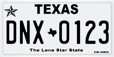 TX license plate DNX0123
