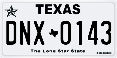 TX license plate DNX0143