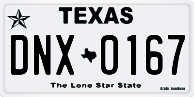 TX license plate DNX0167