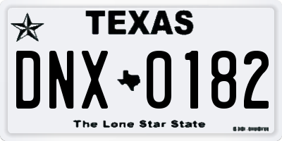 TX license plate DNX0182