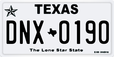 TX license plate DNX0190