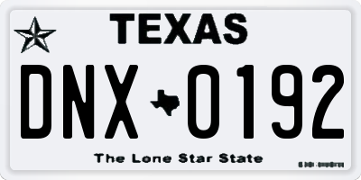 TX license plate DNX0192