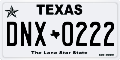 TX license plate DNX0222