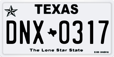 TX license plate DNX0317