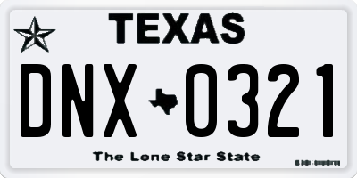 TX license plate DNX0321