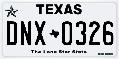 TX license plate DNX0326