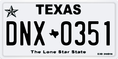 TX license plate DNX0351