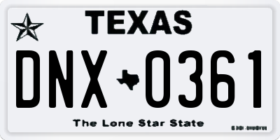 TX license plate DNX0361