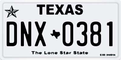 TX license plate DNX0381
