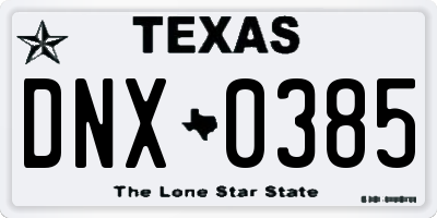 TX license plate DNX0385