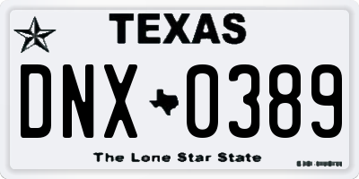 TX license plate DNX0389