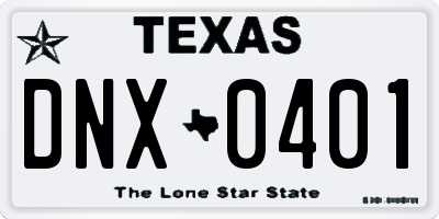 TX license plate DNX0401