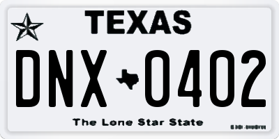 TX license plate DNX0402
