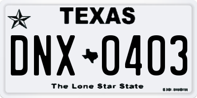 TX license plate DNX0403