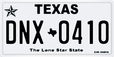 TX license plate DNX0410