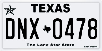 TX license plate DNX0478