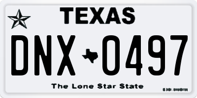TX license plate DNX0497