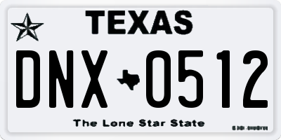 TX license plate DNX0512