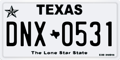 TX license plate DNX0531