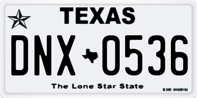 TX license plate DNX0536