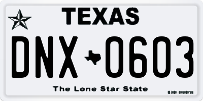 TX license plate DNX0603