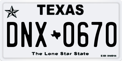 TX license plate DNX0670