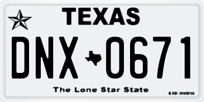 TX license plate DNX0671