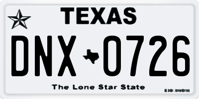 TX license plate DNX0726