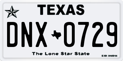 TX license plate DNX0729