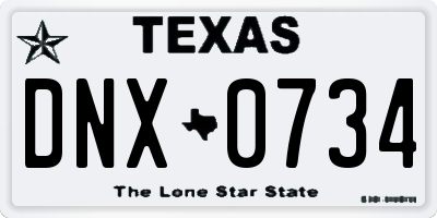 TX license plate DNX0734