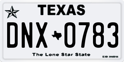 TX license plate DNX0783