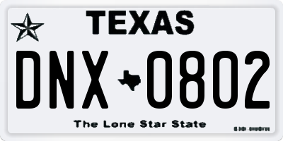 TX license plate DNX0802
