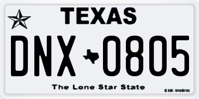 TX license plate DNX0805