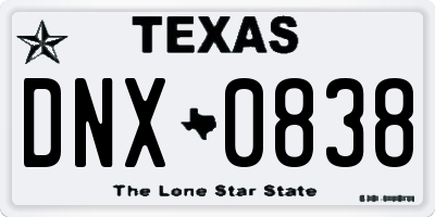 TX license plate DNX0838