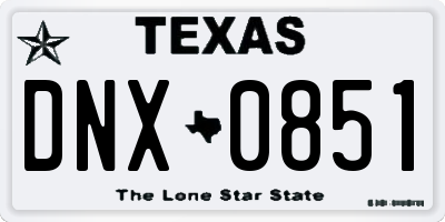 TX license plate DNX0851