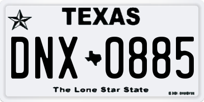 TX license plate DNX0885