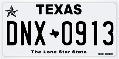 TX license plate DNX0913