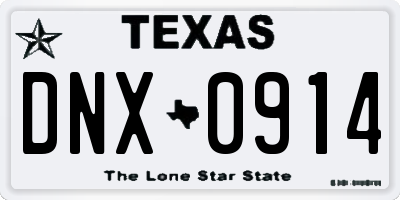 TX license plate DNX0914
