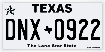 TX license plate DNX0922