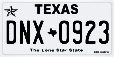 TX license plate DNX0923