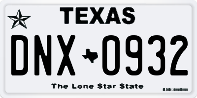 TX license plate DNX0932