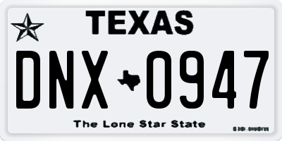 TX license plate DNX0947
