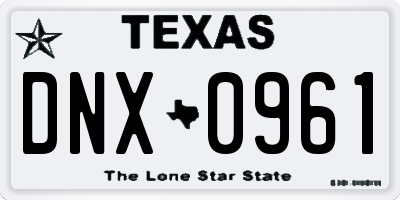 TX license plate DNX0961