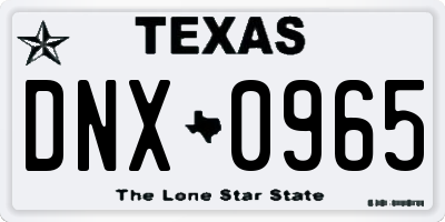 TX license plate DNX0965