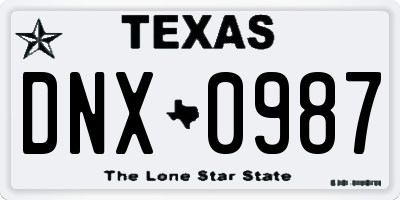 TX license plate DNX0987