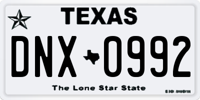 TX license plate DNX0992